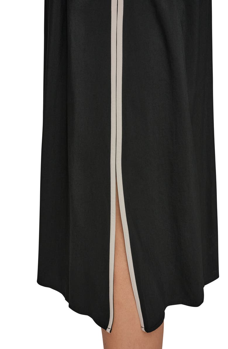 DONNA KARAN WEEKEND Cap Sleeve Piped Midi A-Line Dress, Alternate, color, Black/ Cream