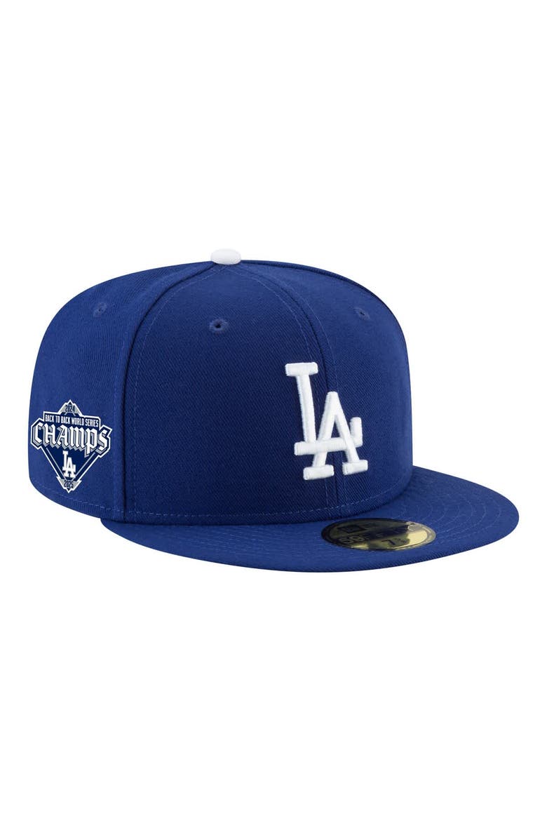 Men's New Era  Royal Los Angeles Dodgers Back-to-Back Champions Diamond Side Patch 59FIFTY Fitted Hat, Main, color, Royal