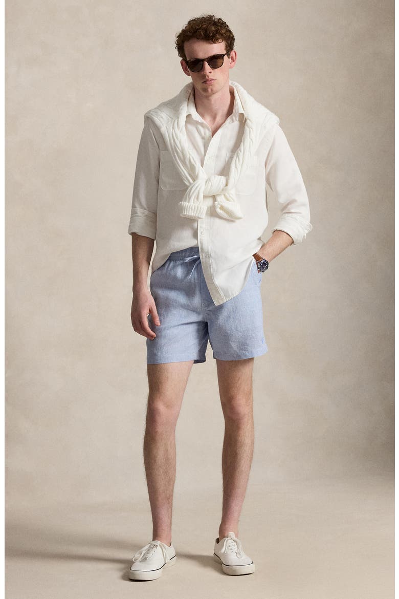 Polo Prepster 6-Inch Linen Shorts, Alternate, color, CABANA BLUE WHITE