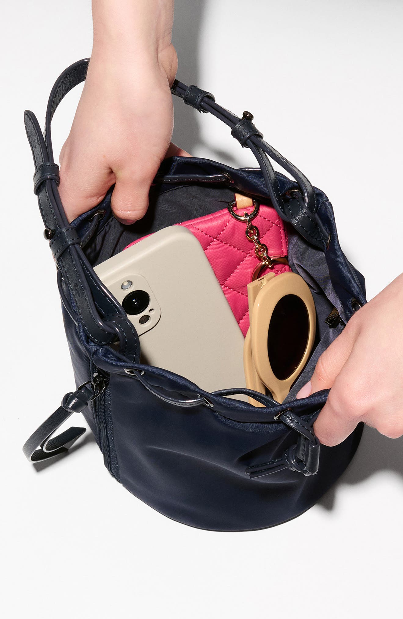 Waverly Bucket Bag, Alternate, color, NAVY