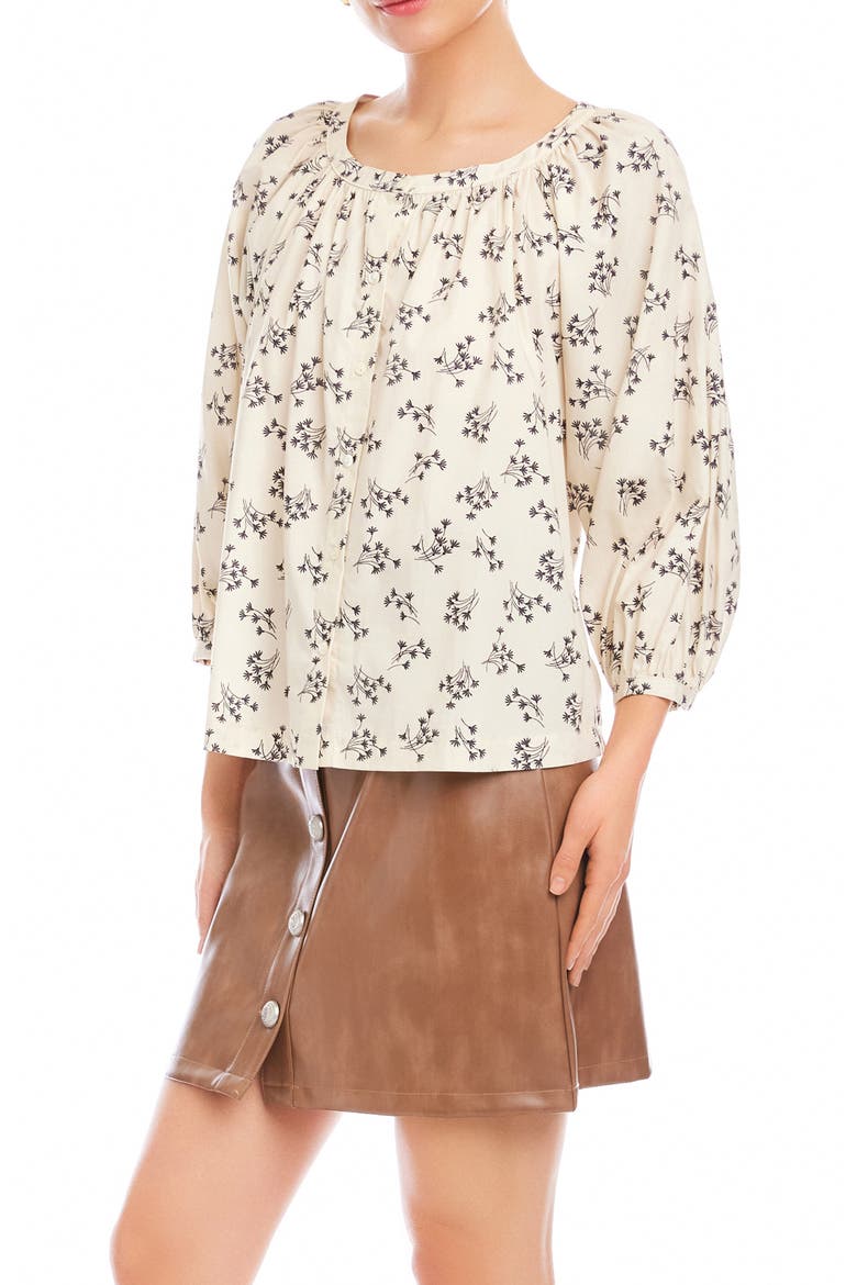Sam Floral Print Cotton Peasant Top, Alternate, color, PRINT
