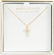 ARGENTO VIVO Faux Pearl Beaded Cross Pendant Necklace