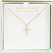 ARGENTO VIVO Faux Pearl Beaded Cross Pendant Necklace