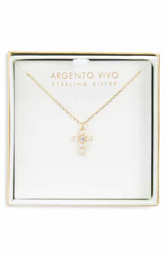 Faux Pearl Beaded Cross Pendant Necklace