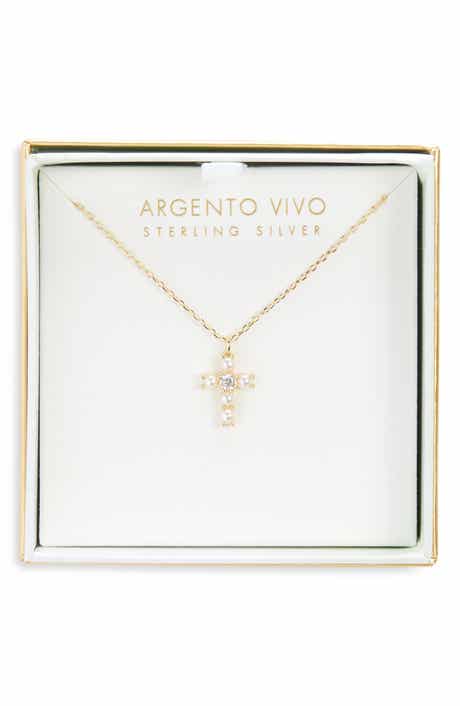 ARGENTO VIVO Faux Pearl Beaded Cross Pendant Necklace