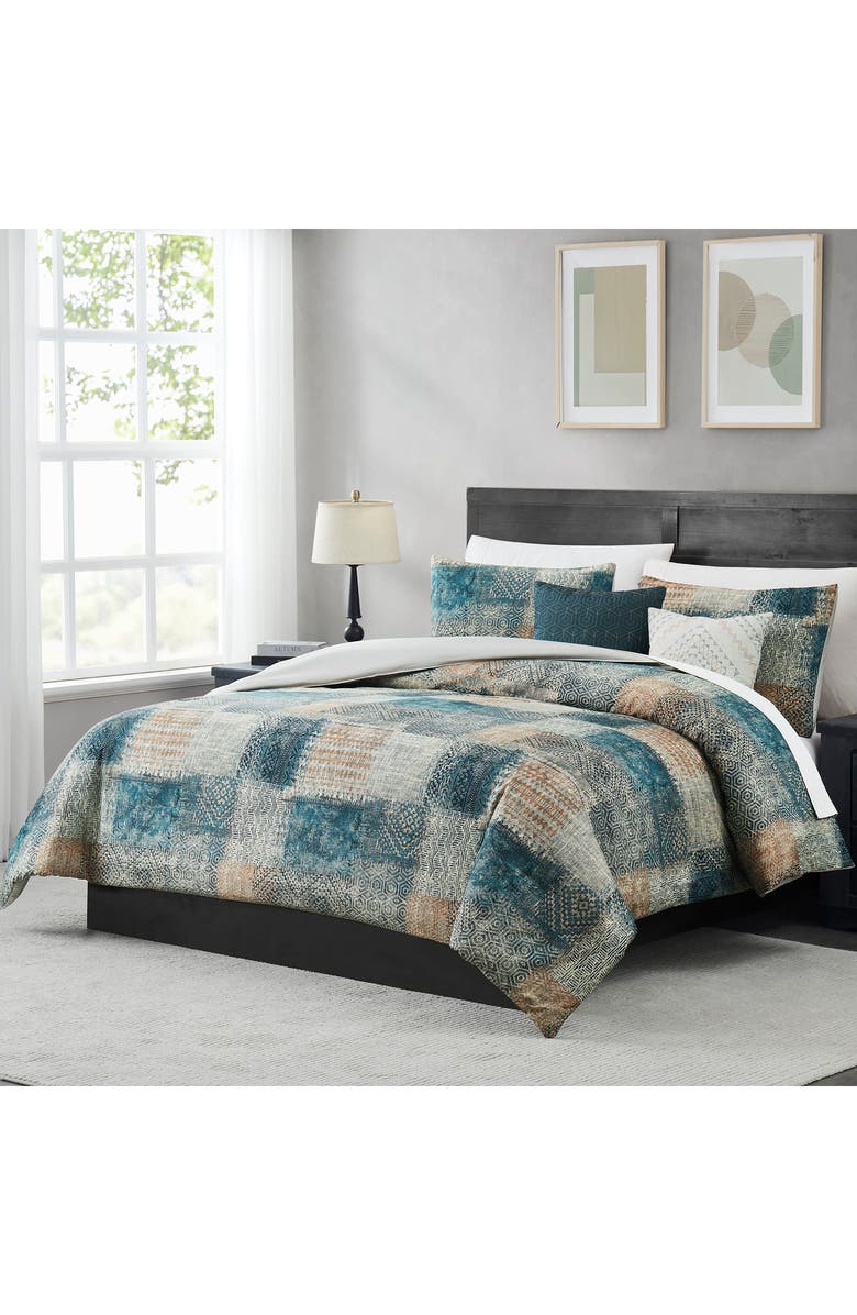 Modern Threads Microfiber 5-Piece Comforter Set, Alternate, color, Copper/ Teal