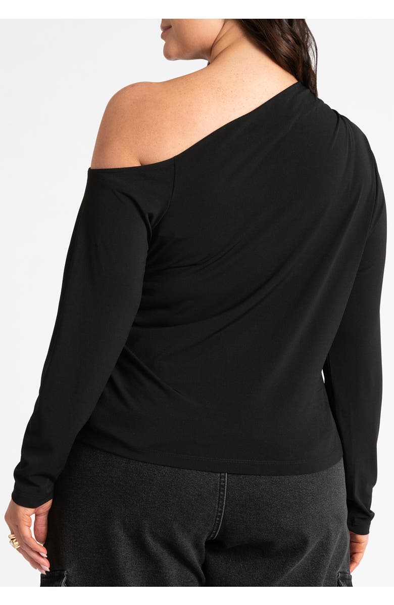 ELOQUII Ruched One Shoulder Tee With Thumbhole Sleeve, Alternate, color, 