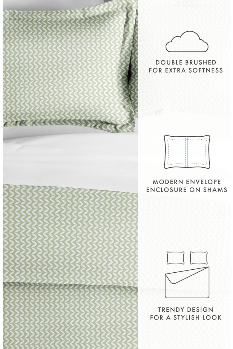 IENJOY HOME Premium Ultra Soft 3-Piece Puffed Chevron Print Duvet Cover Set, Alternate, color, SAGE