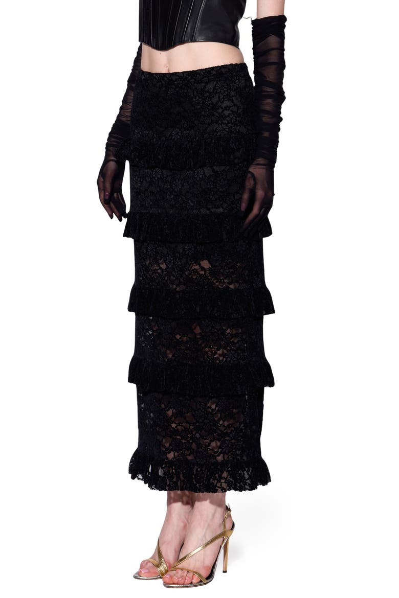 Paige Tiered Lace Maxi Skirt, Alternate, color, MYSTIQUE LACE BLACK