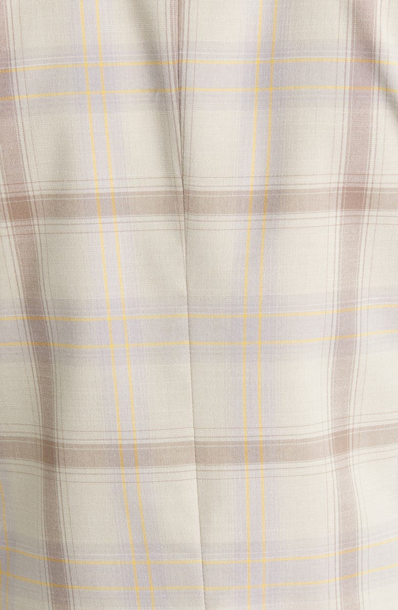 1.STATE Ruched Sleeve Plaid Double Breasted Blazer, Alternate, color,