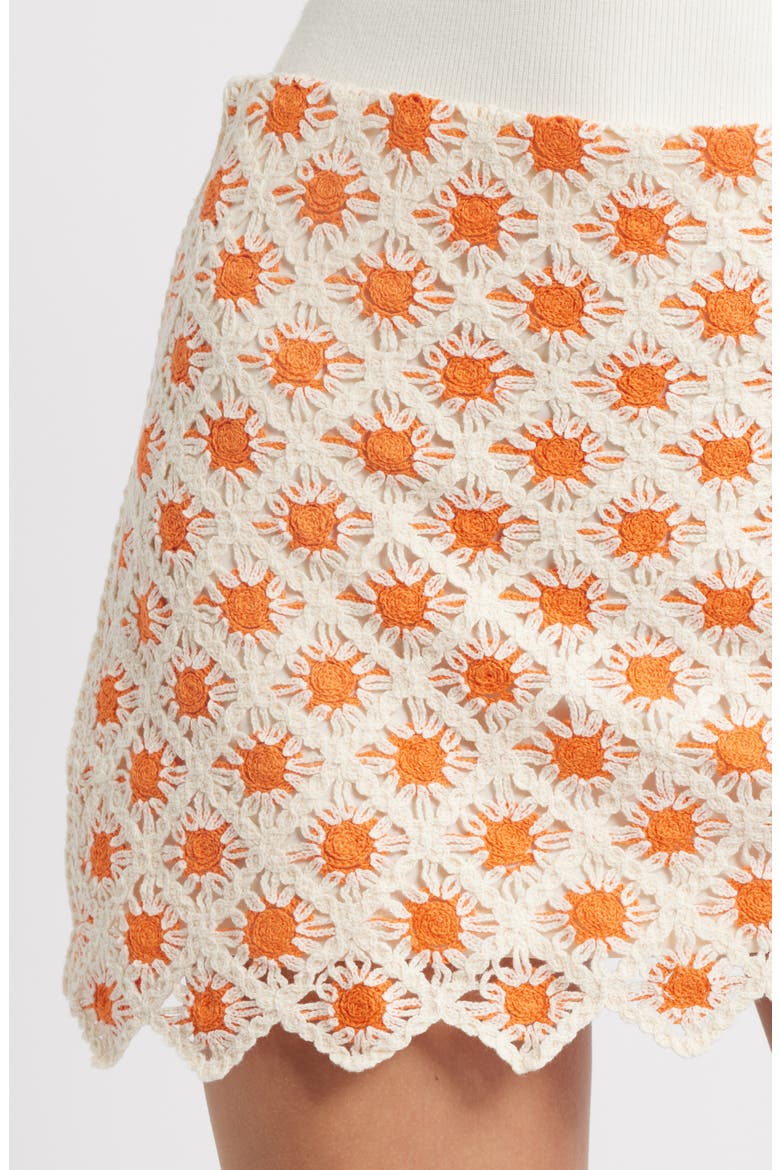 Cameron Crochet Miniskirt, Alternate, color, ORANGE