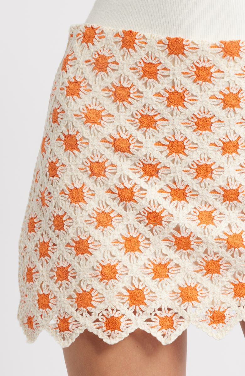 MANGO Cameron Crochet Miniskirt, Alternate, color, Orange