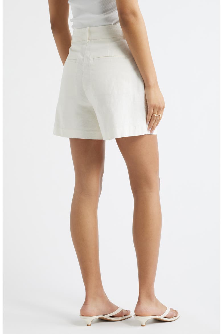 Everyday Pleated Linen Blend Shorts, Alternate, color, WHITE