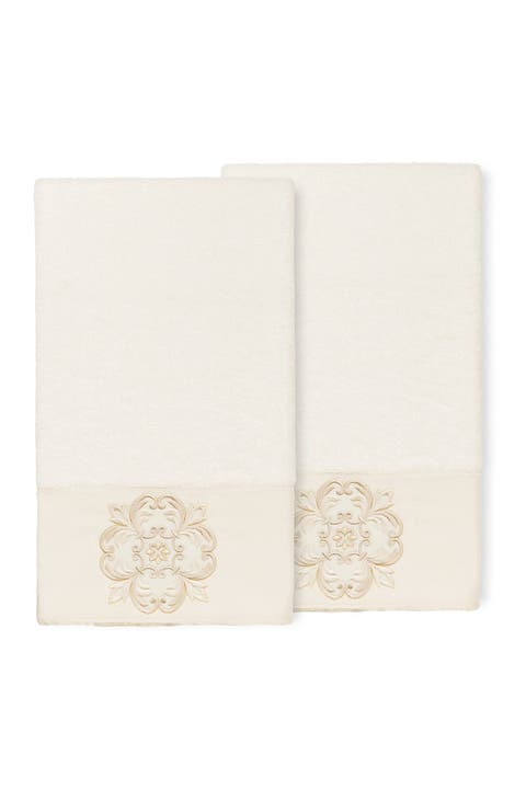 Alyssa Embellished Bath Towel - Set of 2 - Cream