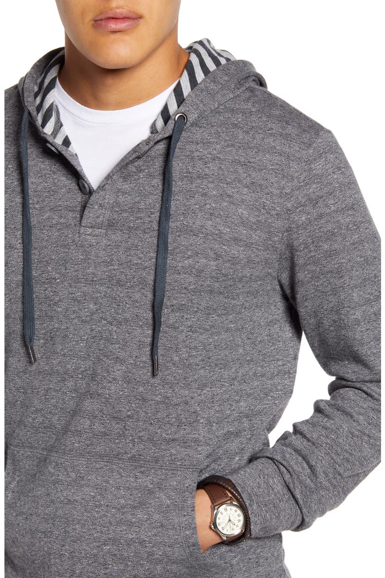 Marled Cotton Stripe Henley Hoodie, Alternate, color, GREY MARL STRIPE DUO