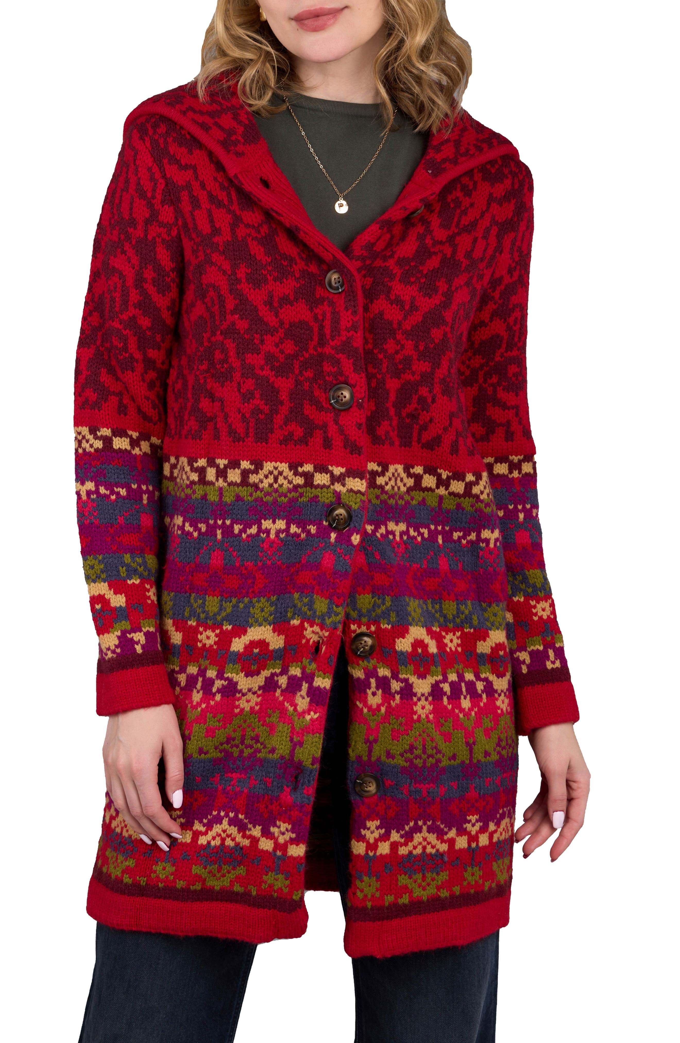 SAACHI Fair Isle Longline Cardigan