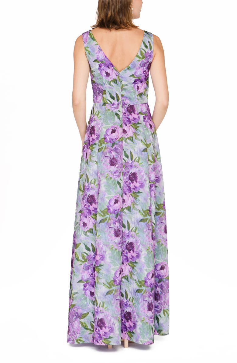 JS Collections Jordanna Floral A-Line Gown, Alternate, color, Lilac Green