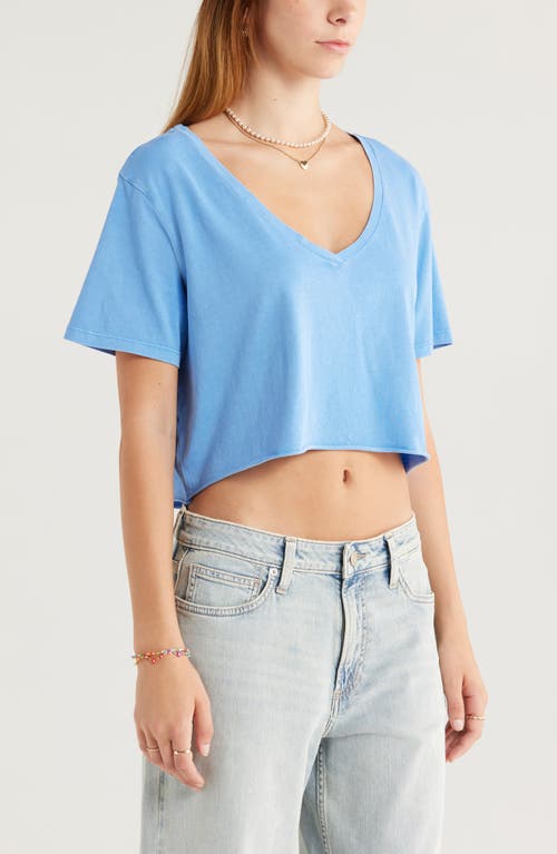 Shop Bp. Washed V-neck Crop T-shirt In Blue Stream