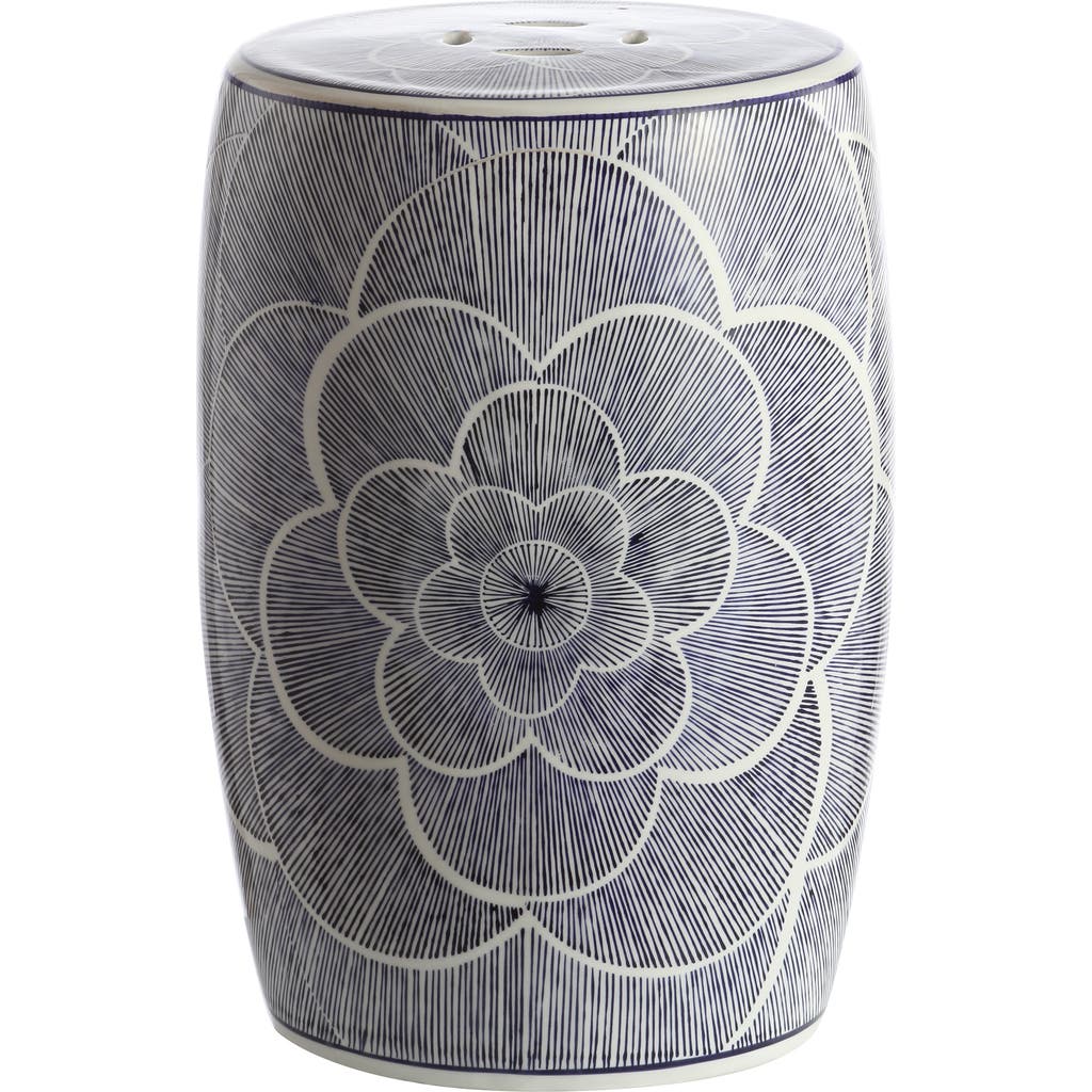Jonathan Y Camellia 17" Ceramic Drum Garden Stool In Blue