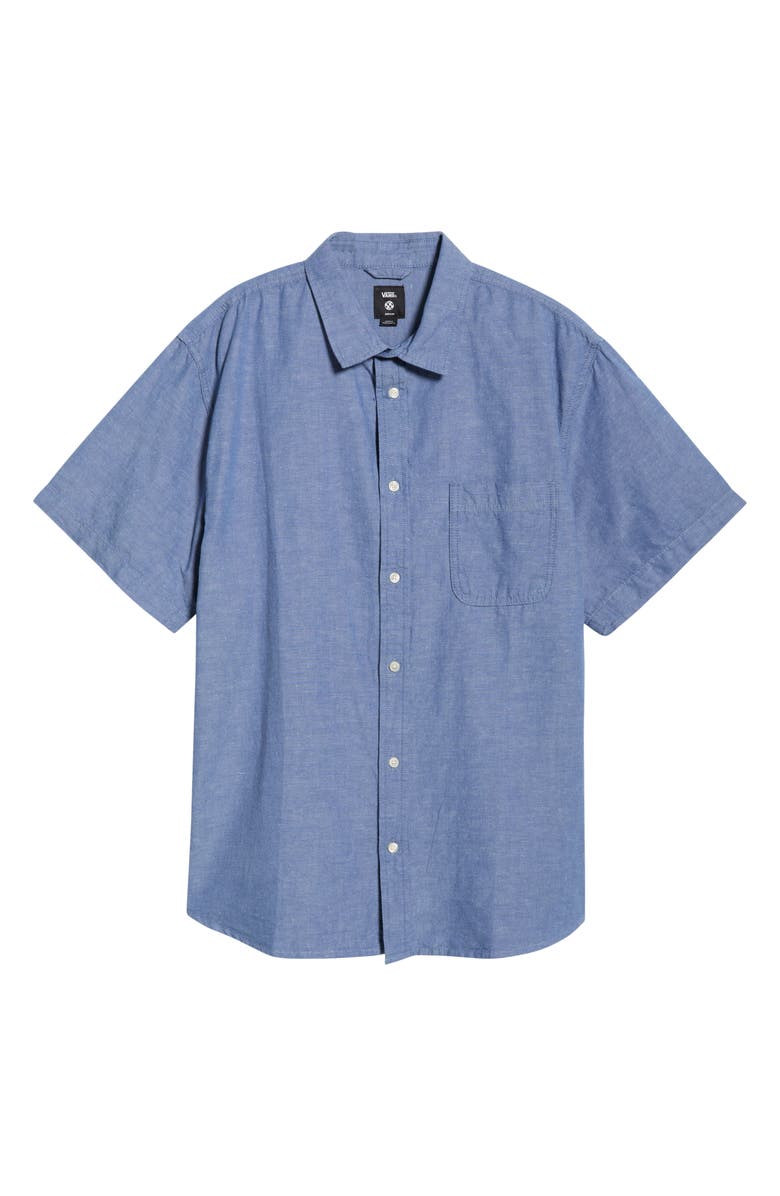 Vans Lawson Short Sleeve Cotton & Linen Button-Up Shirt, Alternate, color, True Navy