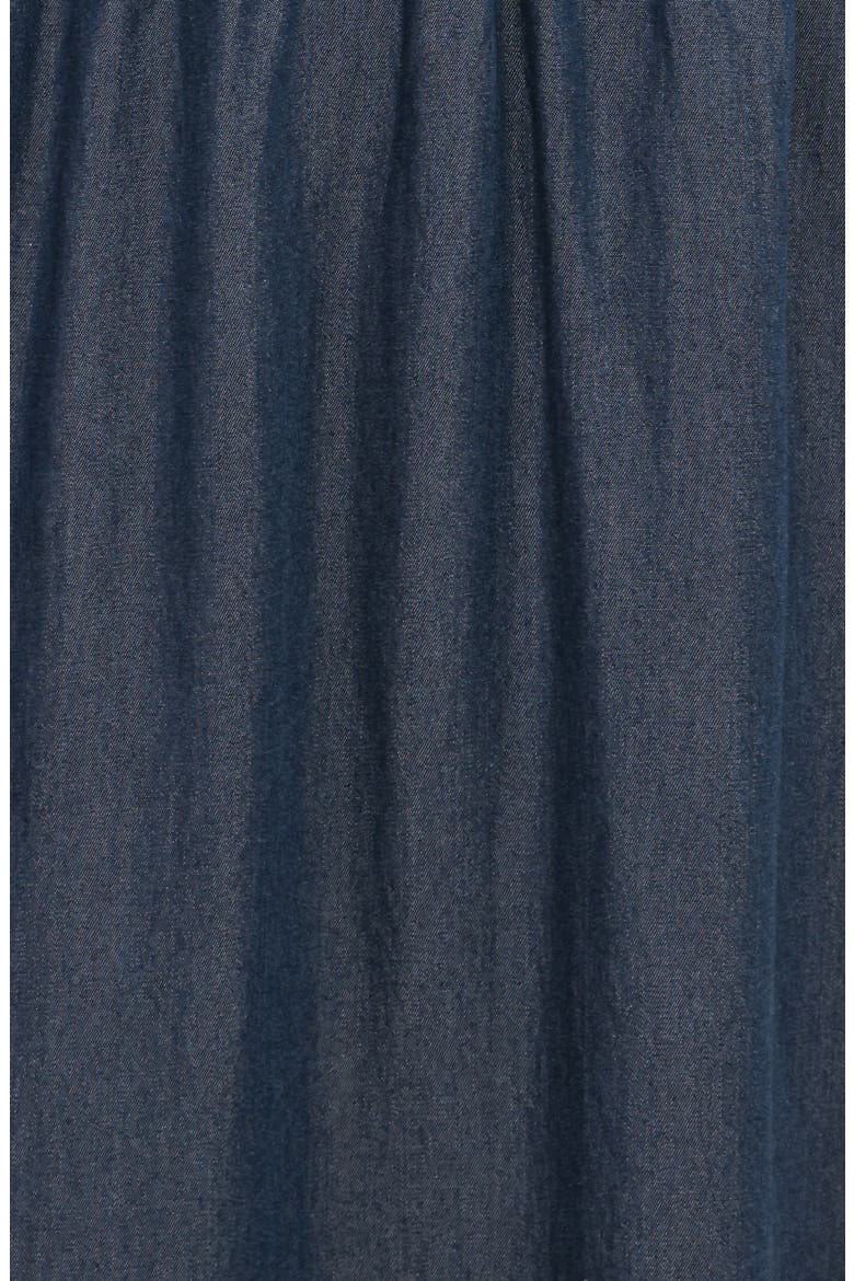 Steele Puff Sleeve Tiered Chambray Midi Dress, Alternate, color, DARK DENIM