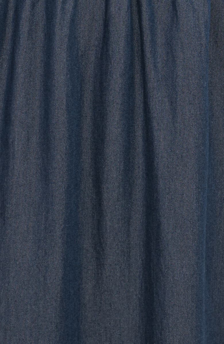 Petal & Pup Steele Puff Sleeve Tiered Chambray Midi Dress, Alternate, color, Dark Denim