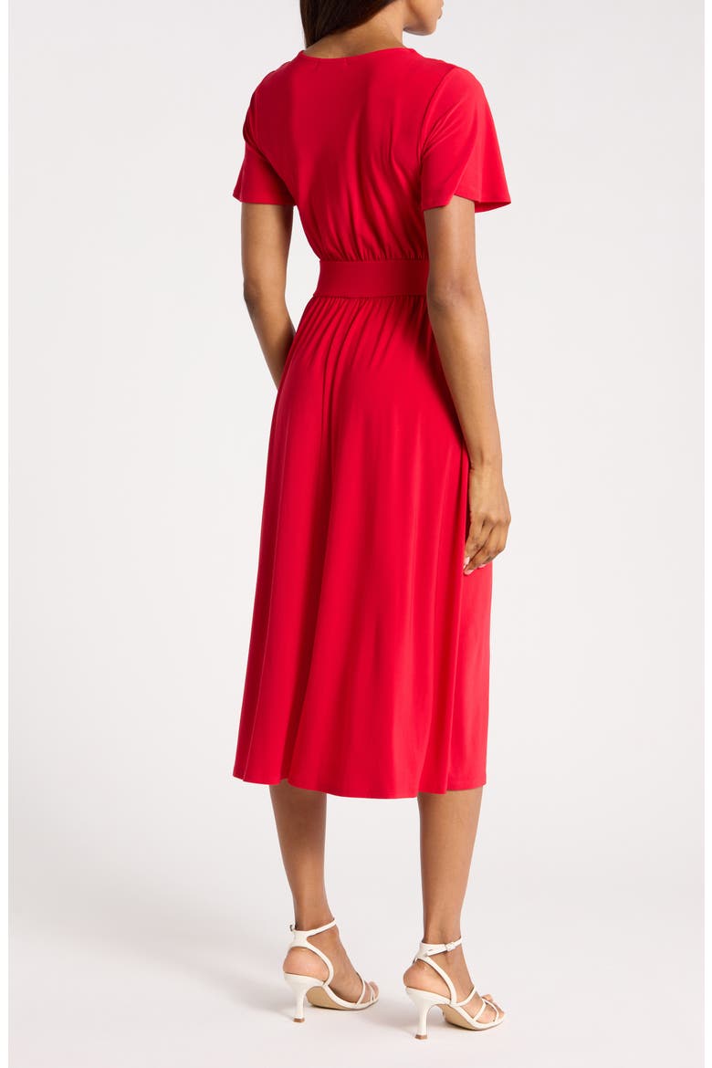 Knit Short Sleeve Midi Dress, Alternate, color, RED