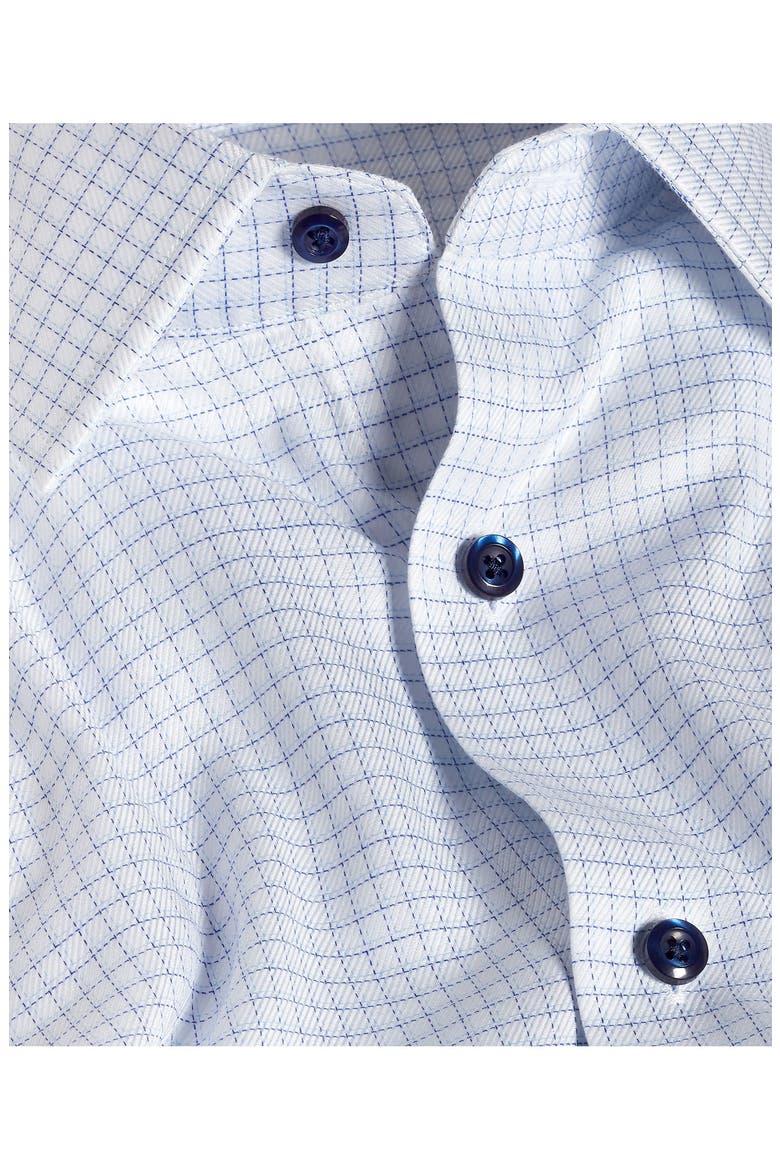 Trim Fit Check Stretch Twill Dress Shirt, Alternate, color, WHITE/ BLUE