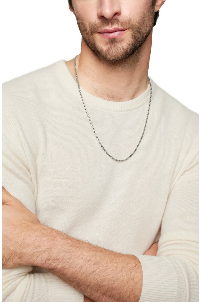 Men's Double Box Chain Necklace in Sterling Silver, 2.6mm, Alternate, color, SILVER
