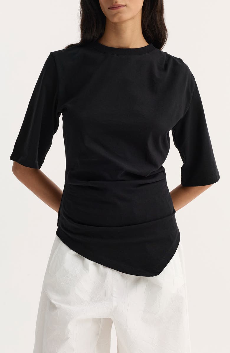 Róhe Reinvented Twisted Organic Cotton T-Shirt, Main, color, Black