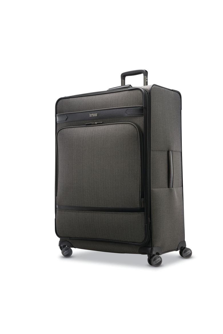 Herringbone Deluxe Extended Journey Expandable 29" Large Checked Spinner Luggage, Main, color, Black Herringbone