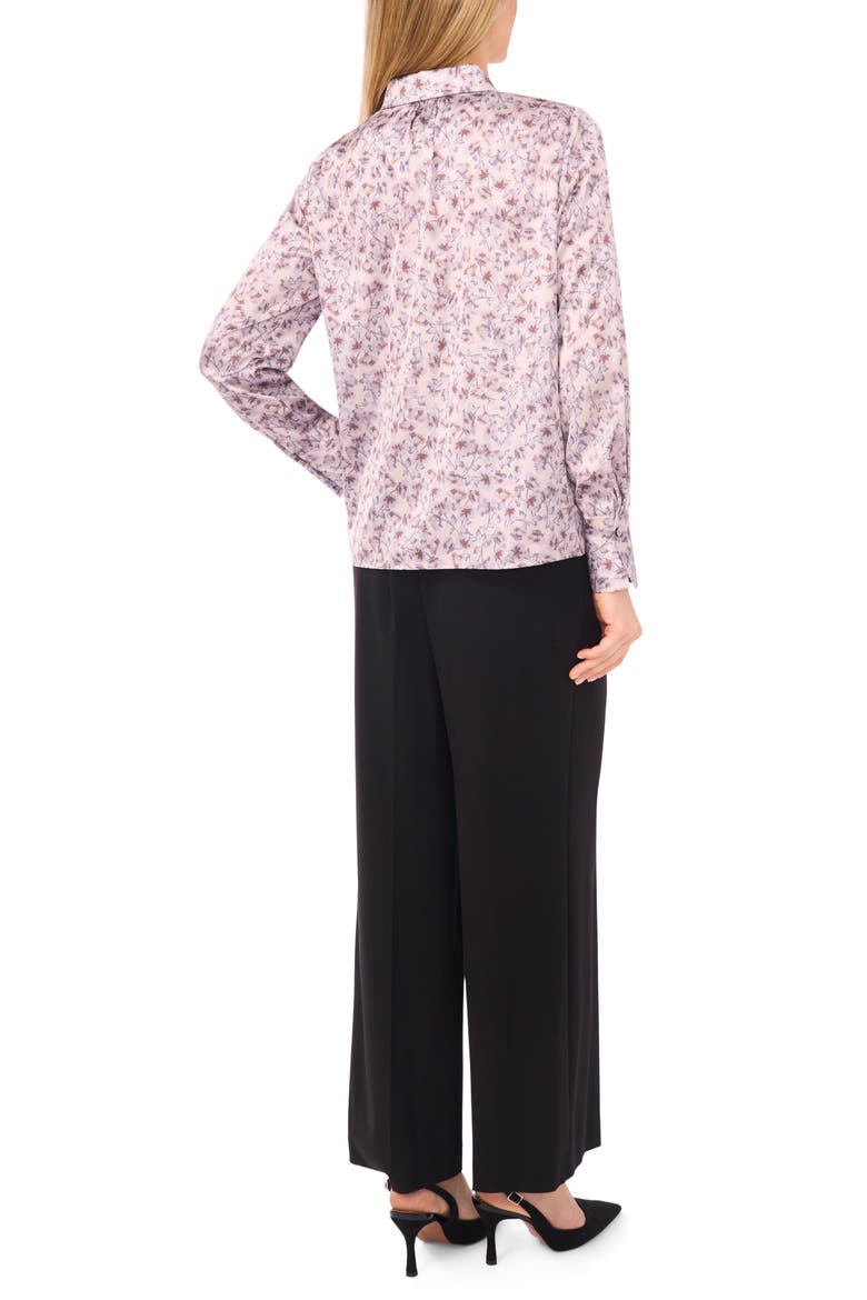 Petal Vine Print Charmeuse Button-Up Shirt, Alternate, color, CEMENT