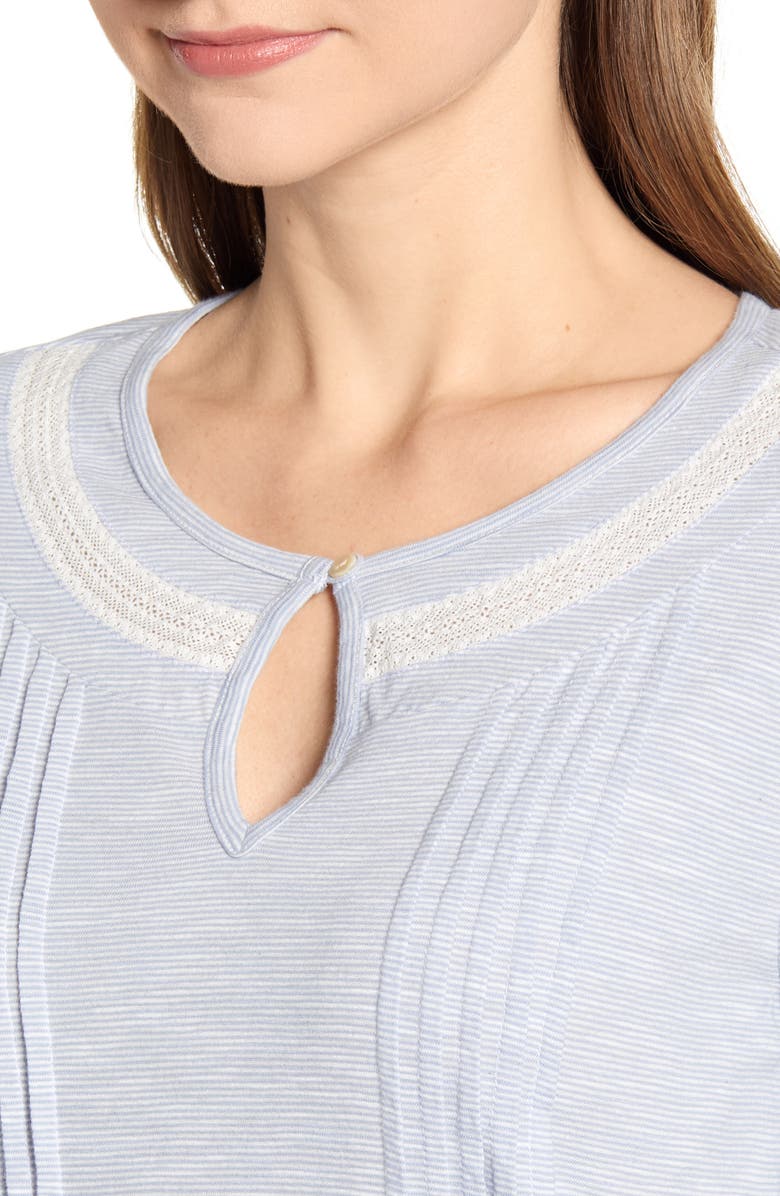 Lucky Brand Stripe Pintuck Cotton Peasant Blouse, Alternate, color, 