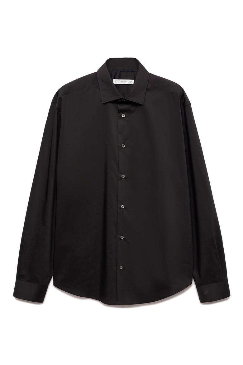 Regular Fit Stretch Poplin Button-Up Shirt, Alternate, color, BLACK