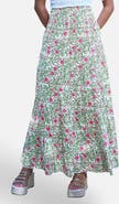 Yumi Boho Print Cotton Floral Maxi Skirt
