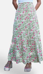 Yumi Boho Print Cotton Floral Maxi Skirt