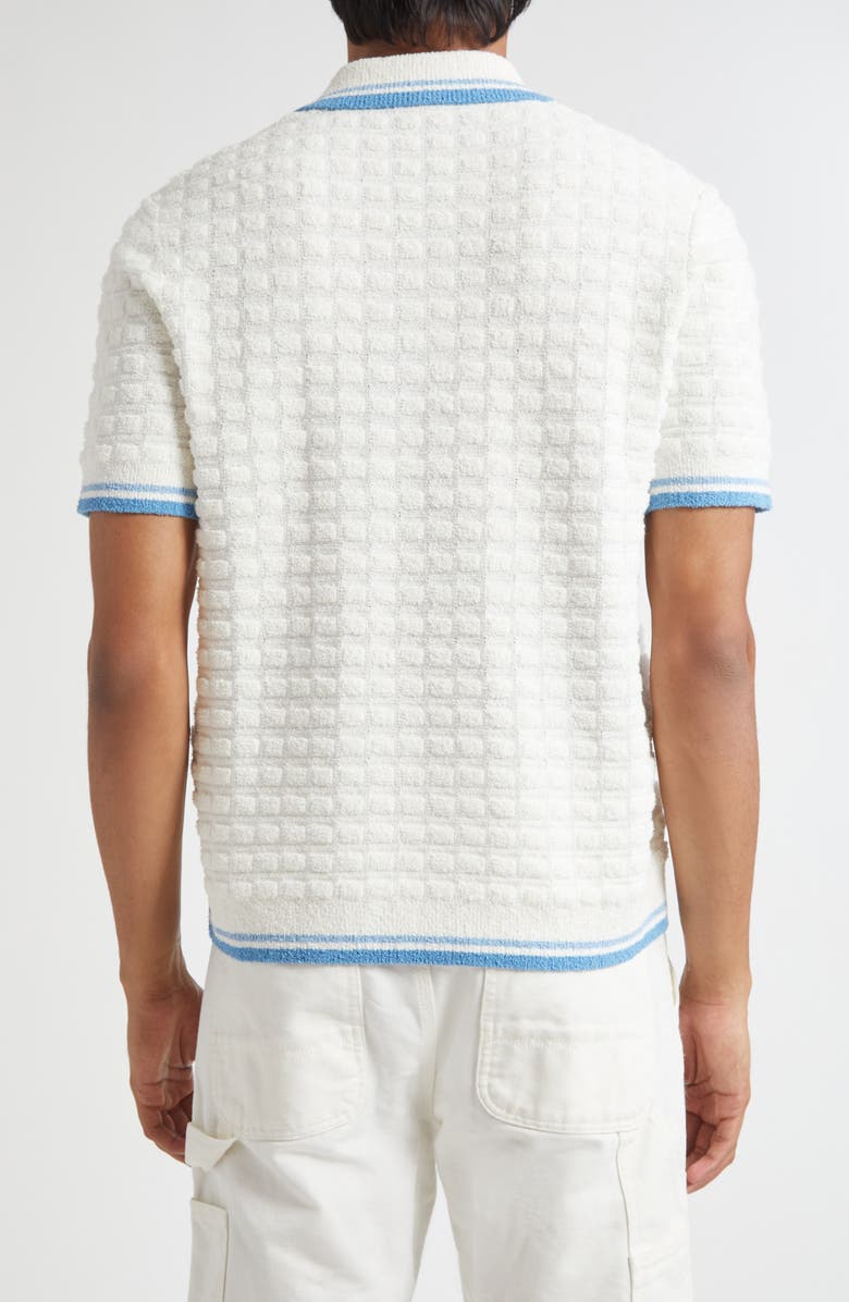 Casablanca Tipped Cotton Blend Bouclé Polo Sweater, Alternate, color, White