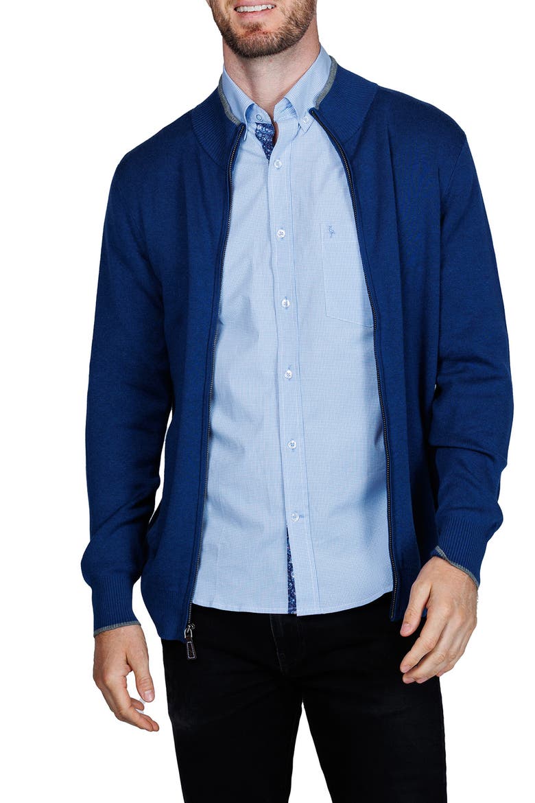 Fine Knit Full Zip Jacket, Alternate, color, NAVY