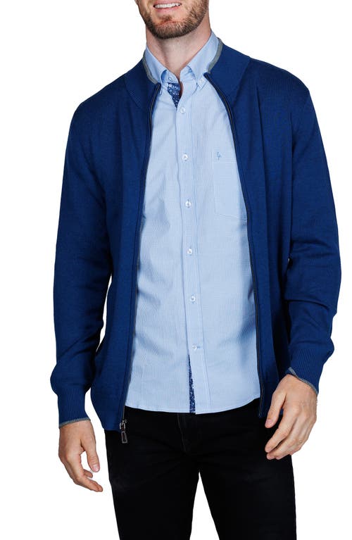 Tailorbyrd Fine Knit Full Zip Jacket In Blue