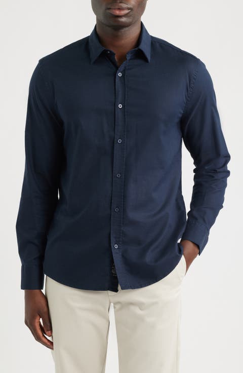 Cotton Blend Button-Up Shirt