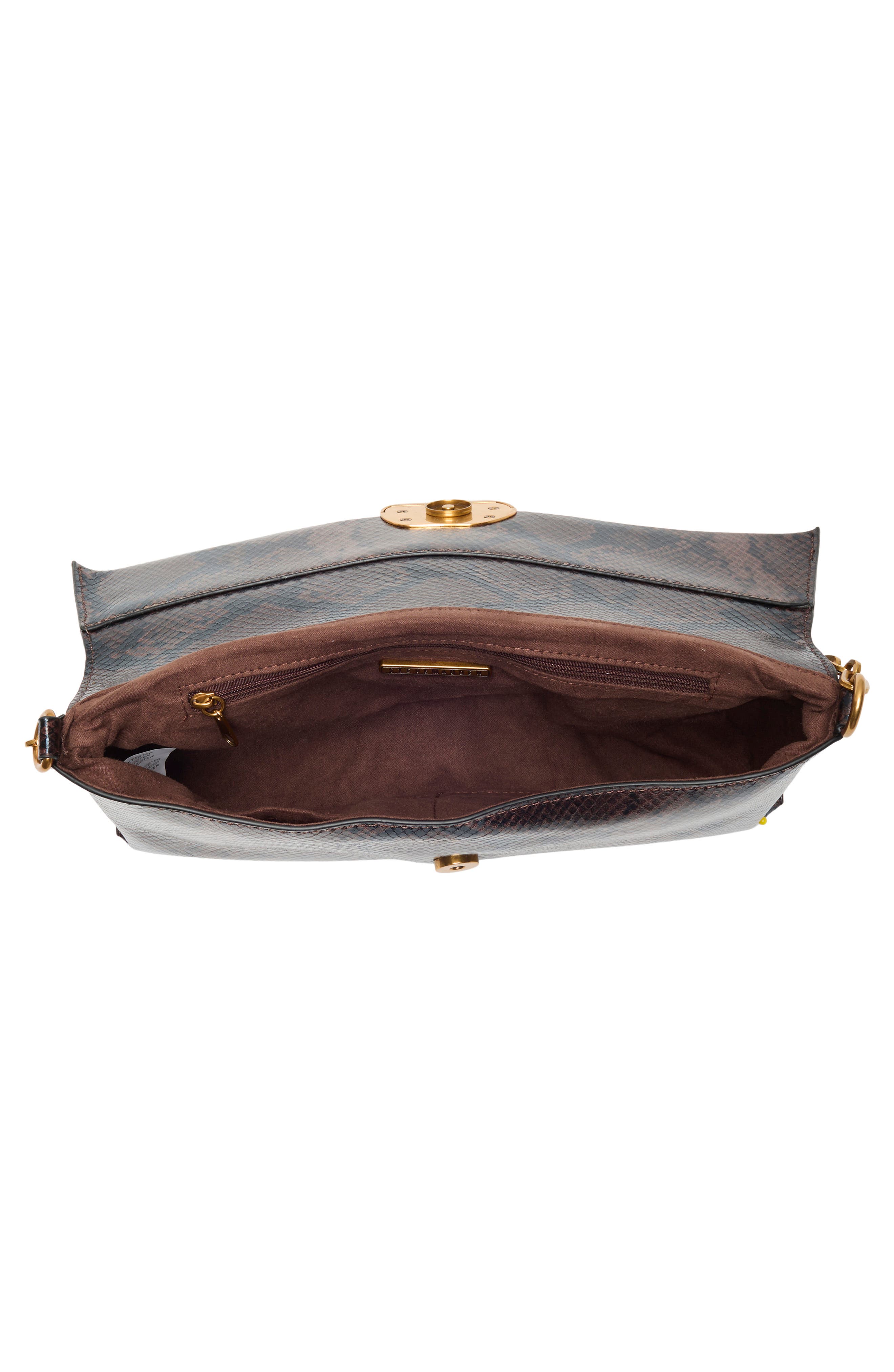 Bdahlia Faux Leather Shoulder Bag, Alternate, color, DARK BROWN SNAKE / BLACK