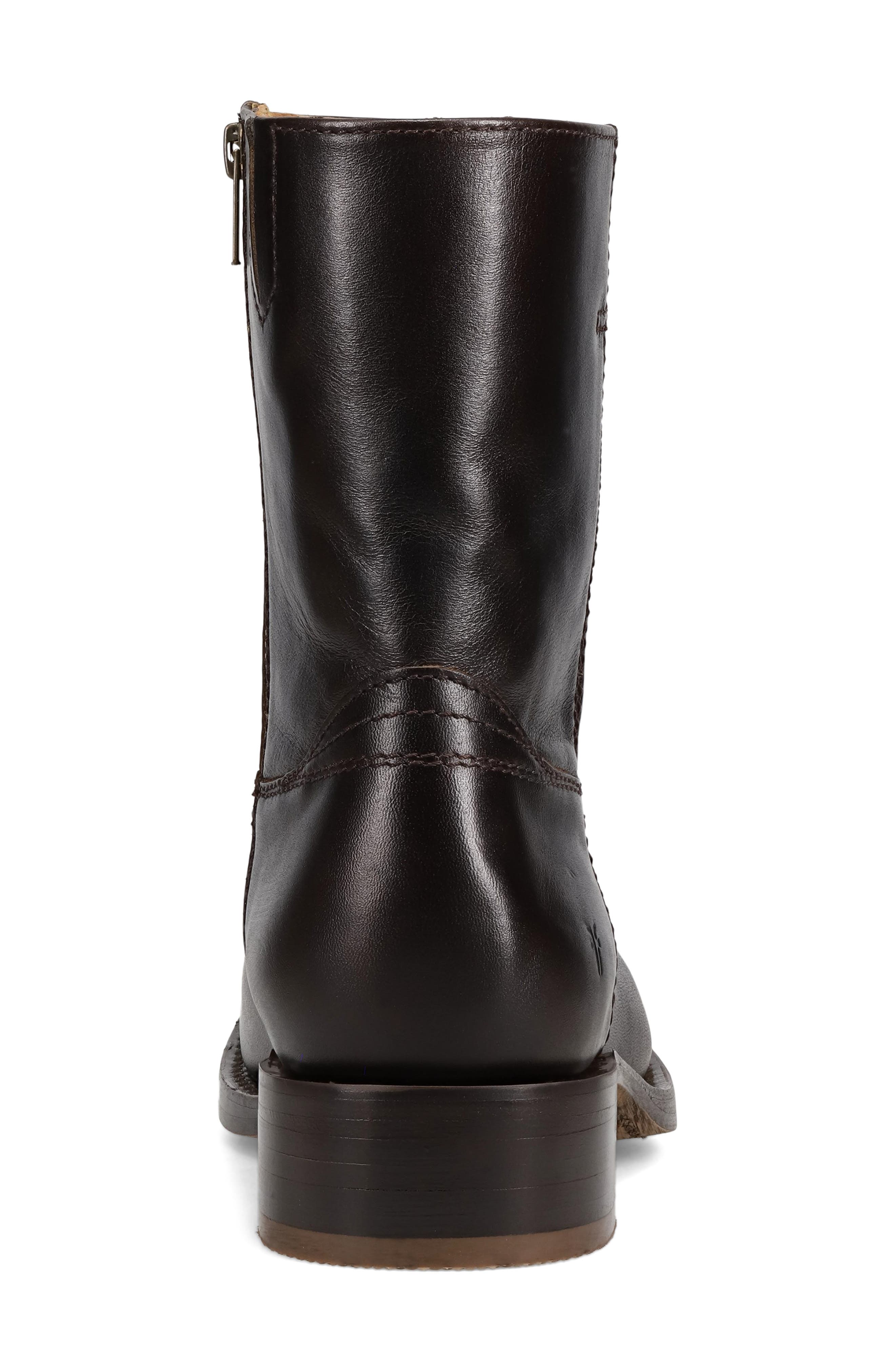 Frye Campus Leather Plain Toe Zip Boot, Alternate, color, 
