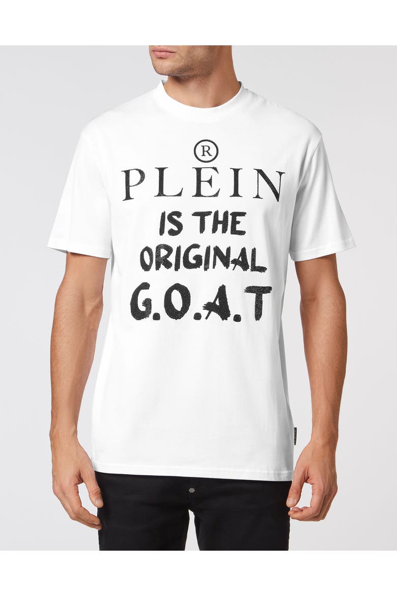T-Shirt Round Neck Men, Main, color, white/black