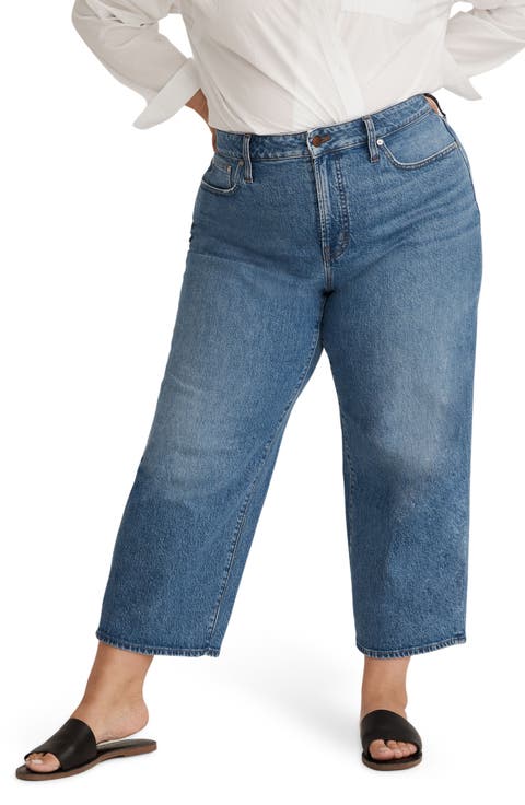Perfect Vintage Crop Wide Leg Jeans (Plus Size) (Cresslow)