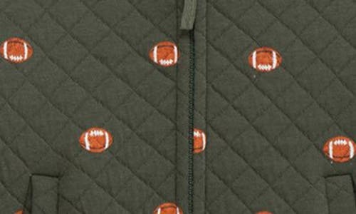 Little Me Football Quilted Hoodie & Joggers Set In Green