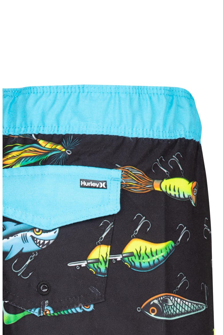 Kids' Fishing Lure Swim Trunks, Alternate, color, BLACK