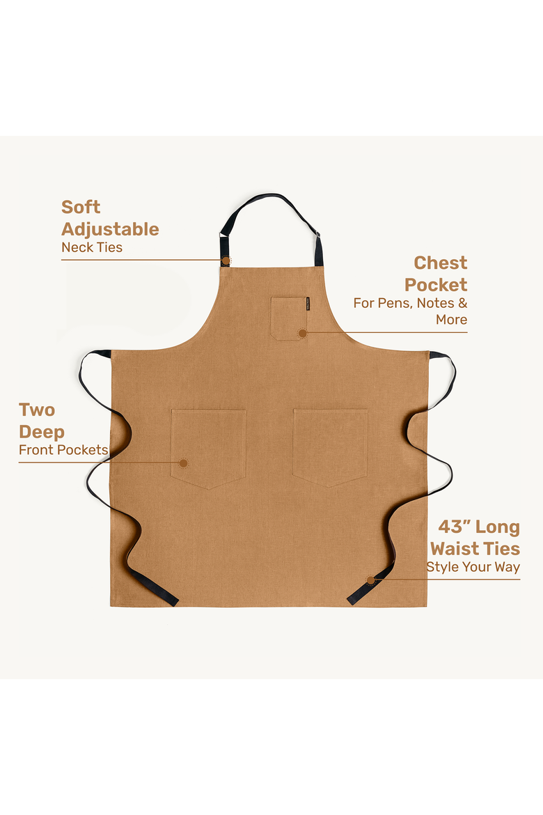 Everyday Linen Apron, Alternate, color, Brown / Black