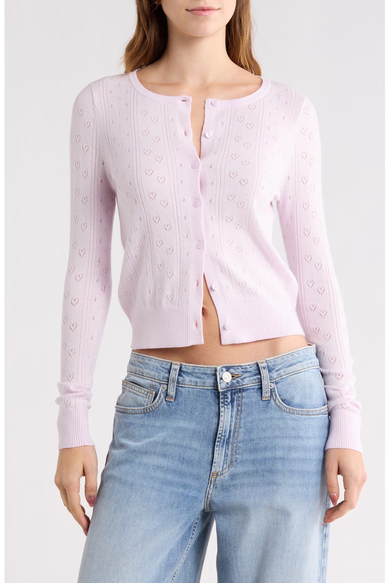 Pointelle Cardigan, Main, color, PURPLE LIGHT