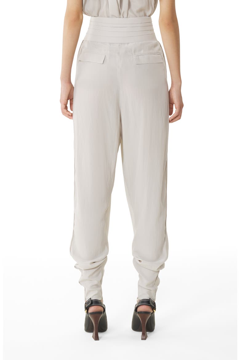 White Draped Charmeuse Pants, Alternate, color, White