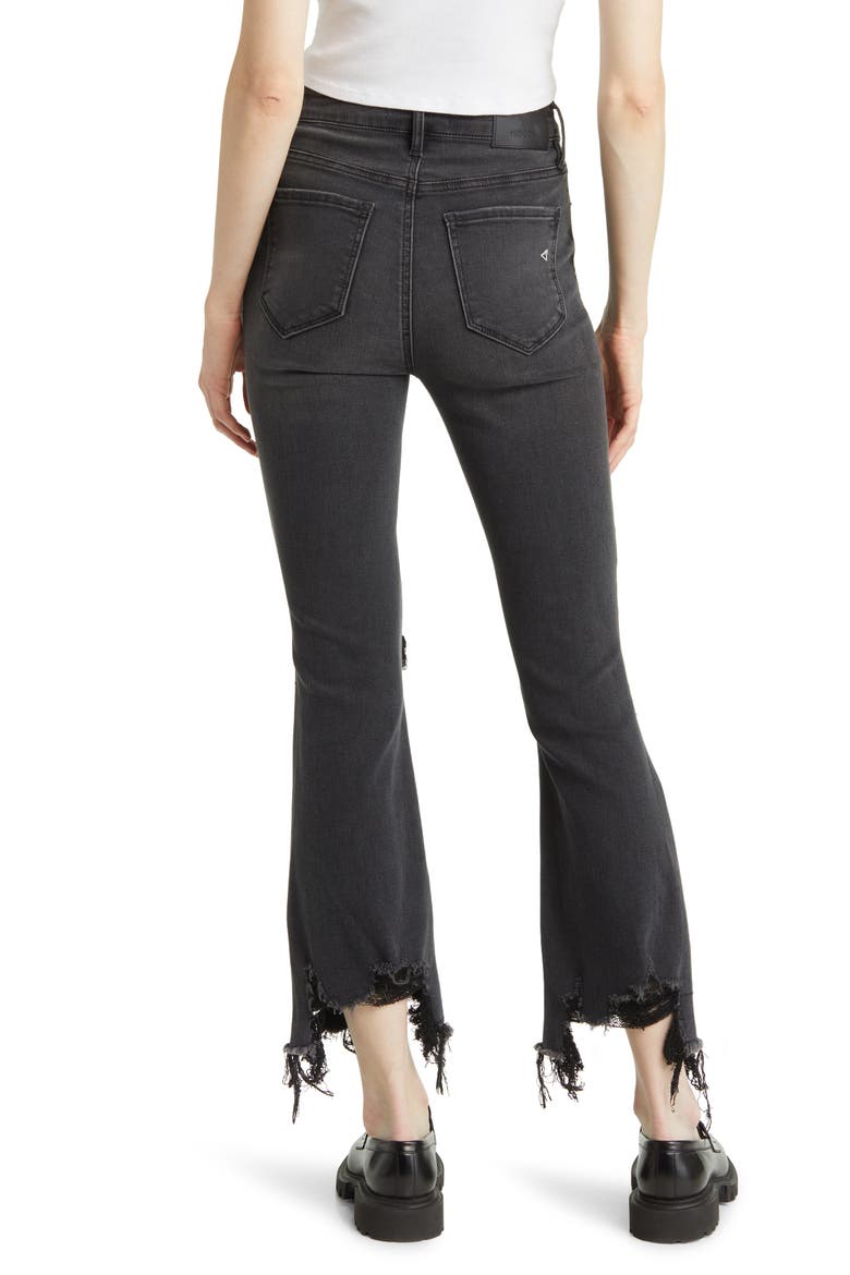 Distressed Button Fly Straight Leg Jeans, Alternate, color, BLACK